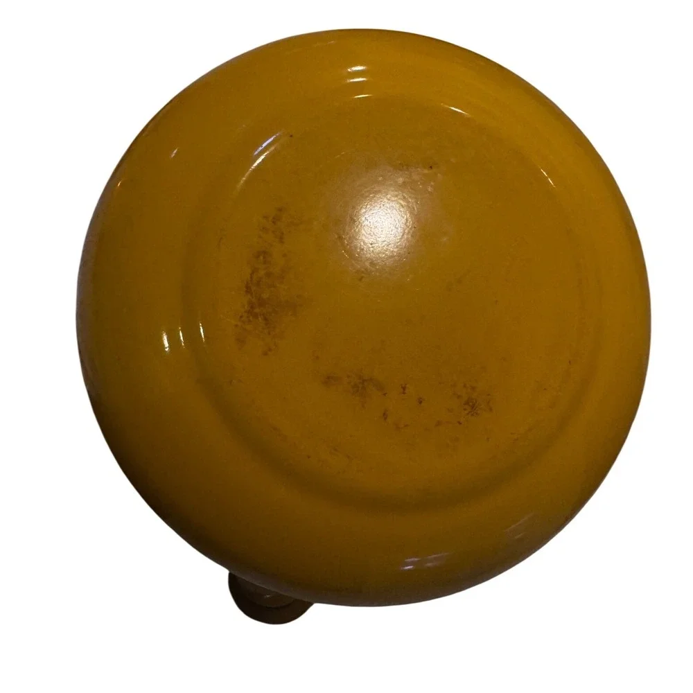 Mustard Yellow Enamel Whistling Tea Kettle Heart Knob Retro Stove Tea Pot EUC‎
